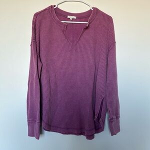 Pink Long Sleeve Waffle Shirt